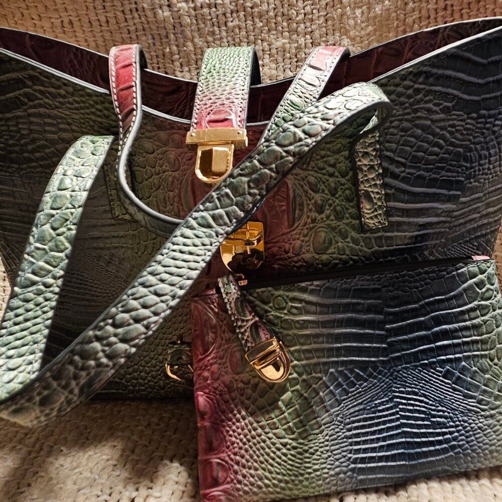 PVC Croc-like Handbag and wristlet